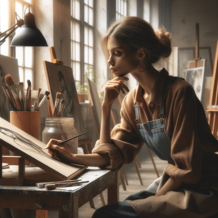 Nel panorama dell'arte contemporanea, gli artisti emergenti affrontano una serie di sfide uniche che possono ostacolare o, al contrario, stimolare la loro crescita professionale. Queste sfide sono spesso accompagnate da opportunità che, se colte, possono portare a un successo duraturo. In questo articolo, esploreremo le difficoltà e le opportunità che i nuovi talenti devono affrontare oggi, fornendo esempi concreti e dati statistici per una comprensione più approfondita del tema. una rtista che lavora nel suo studio atelier pensieroso